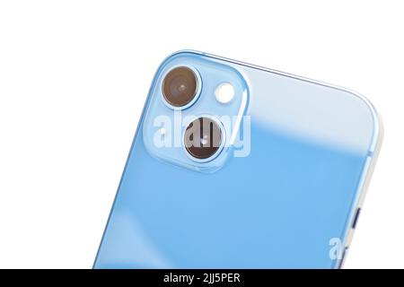 Configuration de l'appareil photo à double objectif sur un smartphone isolé sur un arrière-plan blanc avec un tracé de coupure Banque D'Images
