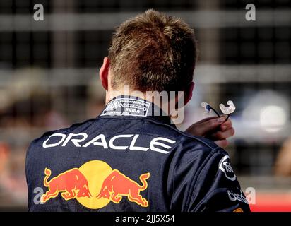 LE CASTELLET - Max Verstappen (Oracle Red Bull Racing) après s'être qualifié avant le Grand Prix de France F1 au circuit Paul Ricard sur 23 juillet 2022 au Castellet, France. REMKO DE WAAL Banque D'Images