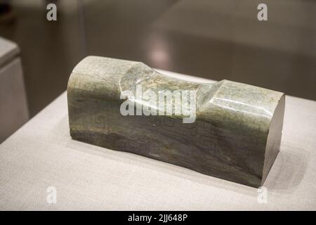 Vestiges culturels chinois anciens de la dynastie Han dans le musée, oreillers jade Banque D'Images