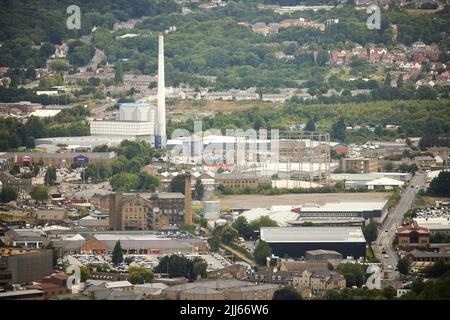 Vue sur la ville de Huddersfield depuis Castle Hill Banque D'Images