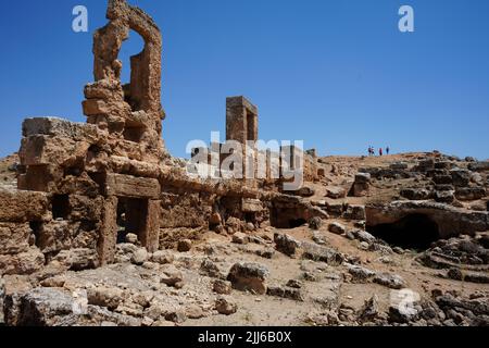 Site archéologique de Soayip Sehri. Le ciel bleu d'été en Turquie Banque D'Images