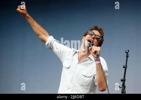 Justin Hayward-Young chanteur principal des vaccins Banque D'Images