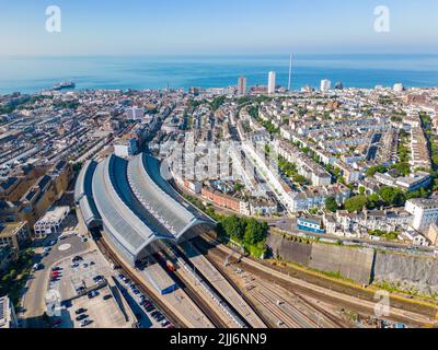 Image aérienne du centre ferroviaire de Brighton Royaume-Uni Angleterre Banque D'Images