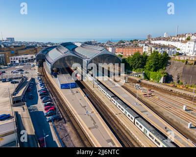 Image aérienne du centre ferroviaire de Brighton Royaume-Uni Angleterre Banque D'Images