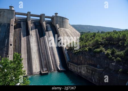 Barrage El Grado, Hydro-Electricity Generation, Huesca, Espagne Banque D'Images