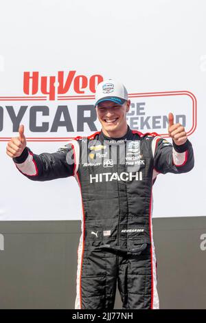 Newton, IA, États-Unis. 23rd juillet 2022. WILL POWER (12) de Toowoomba, l'Australie remporte le HY-VEEDEALS.COM 250 au circuit de l'Iowa à Newton, IA, États-Unis. (Image de crédit : © Walter G. Arce Sr./ZUMA Press Wire) Banque D'Images
