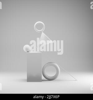 durée de vie équilibrée avec formes géométriques, rendu 3d Banque D'Images