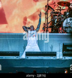 Milan, Italie. 23rd juillet 2022. Ultimo pendant Ultimo - Stadi 2022, concert de musique de chanteur italien à Milan, Italie, 23 juillet 2022 crédit: Agence de photo indépendante/Alamy Live News Banque D'Images