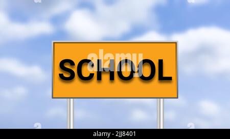 tableau d'affichage de l'école sur fond ciel flou. concept pour la rentrée. Banque D'Images
