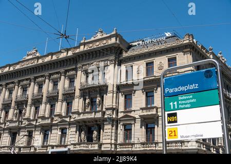 Zuerich, Paradeplatz, Bankenviertel, crédit Suissse, Suisse, | Zurich, crédit Suisse, Bahnhofstrasse, Paradeplatz, Suisse, Banque D'Images