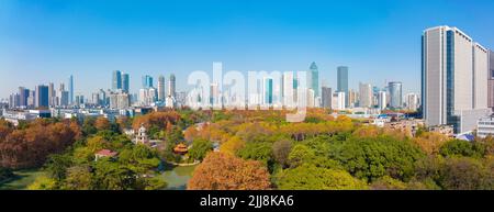 Parc Wuhan Zhongshan paysage aérien de la fin de l'automne à Hubei, Chine Banque D'Images