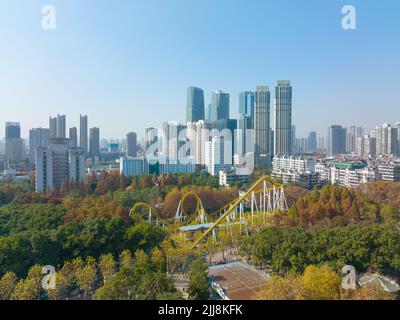 Parc Wuhan Zhongshan paysage aérien de la fin de l'automne à Hubei, Chine Banque D'Images