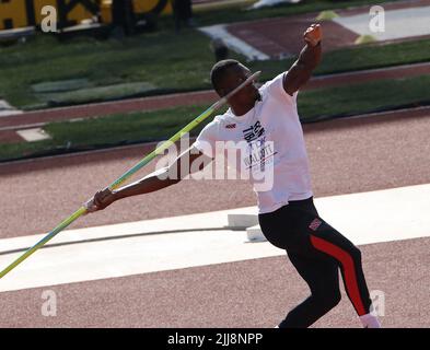 Keshorn Walcott de Trinidad pendant le Championnat du monde d'athlétisme 18th à Eugene, Oregon, Etats-Unis sur 21 juillet 2022. Photo de Giuliano Bevilacqua/ABACAPRESS.COM Banque D'Images