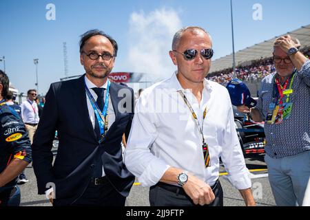 Le Castellet, France - 24/07/2022, DESCHAUX Nicolas, président de la FFSA, portrait et DOMENICALI Stefano (ita), président-directeur général de Formula One Group FOG, portrait starting grid, grille de départ, pendant la Formule 1 Grand Prix de France de Lenovo, Grand Prix 2022, 12th tour du Championnat du monde de Formule 1 2022 de la FIA de 22 juillet à 24, 2022 sur le circuit Paul Ricard, au Castellet, France - photo Germain Hazard / DPPI Banque D'Images