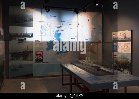 dh Lyness Scapa Flow Museum HOY ORKNEY Visitor Center Musées exposition d'expositions de guerre Banque D'Images