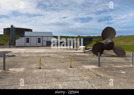 dh Lyness Scapa Flow Museum HOY ORKNEY Visitor Center Musées entrée pompe à huile hangar HMS Hampshires navire propulseur hampshire Banque D'Images