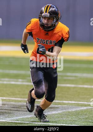 Action de football avec Carey vs Kendrick High School à Moscou, Idaho. Banque D'Images