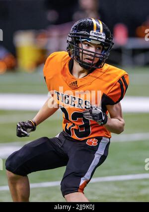 Action de football avec Carey vs Kendrick High School à Moscou, Idaho. Banque D'Images