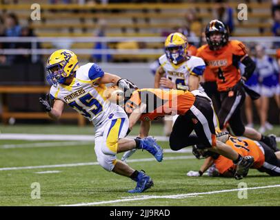 Action de football avec Carey vs Kendrick High School à Moscou, Idaho. Banque D'Images