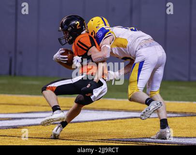 Action de football avec Carey vs Kendrick High School à Moscou, Idaho. Banque D'Images