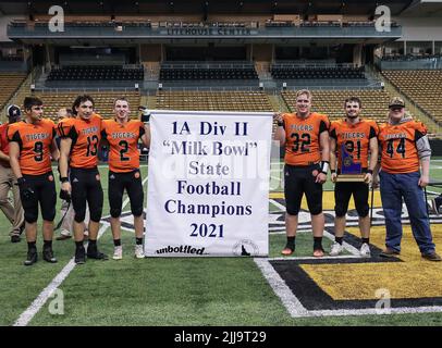 Action de football avec Carey vs Kendrick High School à Moscou, Idaho. Banque D'Images