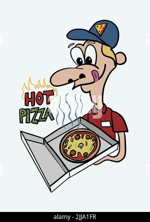 livraison de pizza ou illustration du restaurant Banque D'Images