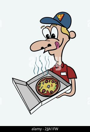 livraison de pizza ou illustration du restaurant Banque D'Images