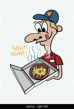 livraison de pizza ou illustration du restaurant Banque D'Images