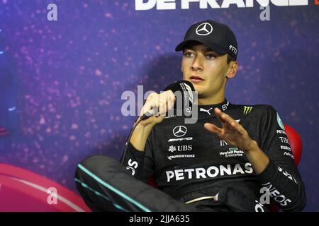 Le Castellet, France - 24/07/2022, le Castellet, France - 24/07/2022, RUSSELL George (gbr), Mercedes AMG F1 Team, portrait lors de la conférence de presse après la course du Grand Prix de France de Formule 1 de Lenovo, Grand Prix de France 2022, 12th tour du Championnat du monde de Formule 1 2022 de la FIA de 22 juillet au 24, 2022 sur le circuit Paul Ricard, au Castellet, France - photo: Antonin Vincent / DPPI/DPPI/LiveMedia Banque D'Images