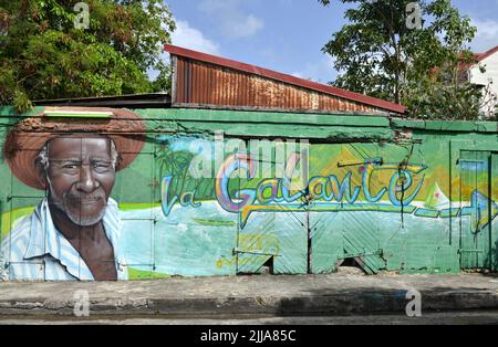 Mur décoré dans Marie-Galante, antilles françaises Banque D'Images