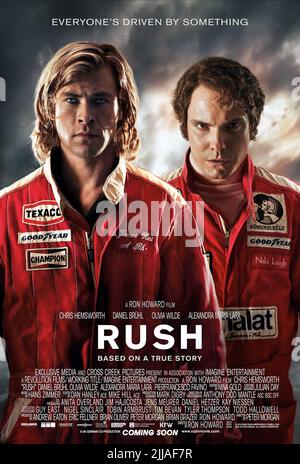 CHRIS HEMSWORTH, DANIEL BRÜHL POSTER, RUSH, 2013 Banque D'Images