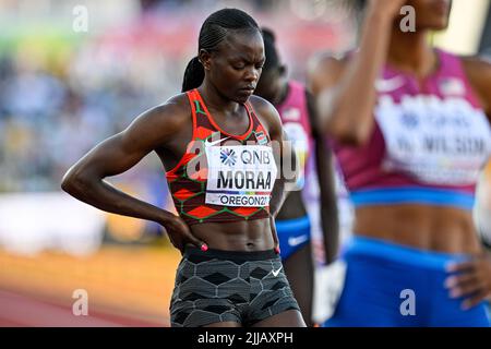 EUGENE, ÉTATS-UNIS - JUILLET 24: Mary Moraa du Kenya en compétition sur les 800m femmes lors des Championnats du monde d'athlétisme sur 24 juillet 2022 à Eugene, États-Unis (photo par Andy Astfalck/BSR Agency) Atletiekunie Banque D'Images