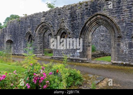 Vestiges et ruines de l'abbaye de Whalley, une structure classée au patrimoine datant de 1296, Whalley, Lancashire, Angleterre, Royaume-Uni Banque D'Images