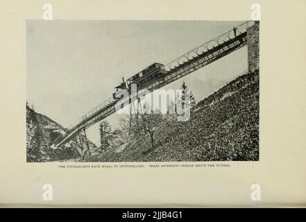 La route de retour Vitznau-Rigi en Suisse. Train Ascending Bridge au-dessus du tunnel de l'article "SYSTÈMES FERROVIAIRES INCLINÉS DU MONDE" par Theodore C. Ives du magazine Engineering CONSACRÉ AU PROGRÈS INDUSTRIEL Volume VII avril à septembre 1894 NEW YORK The Engineering Magazine Co Banque D'Images