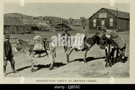 La partie de prospection à Cripple Creek, Colorado de l'article « LES NOUVEAUX CAMPS D'OR DU COLORADO » par le professeur Arthur Lakes du magazine Engineering CONSACRÉ AU PROGRÈS INDUSTRIEL Volume VII avril à septembre 1894 NEW YORK The Engineering Magazine Co Banque D'Images