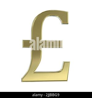 3D or argent £ livre sterling symbole de devise symboles signe signes découpé isolé sur fond blanc Banque D'Images