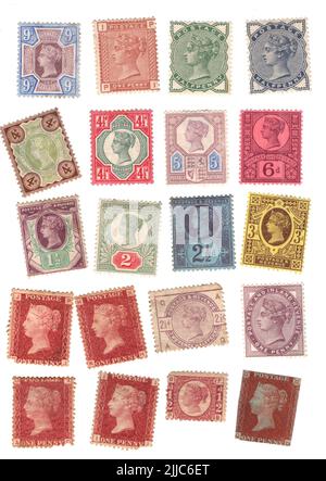 Une sélection de timbres-poste de la menthe victorienne GB sur fond blanc. Banque D'Images