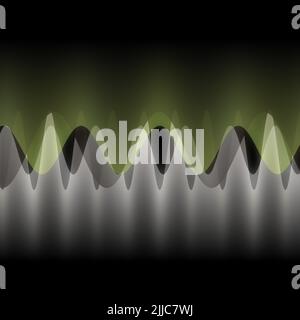 Illustration de plusieurs ondes oscillant ou se chevauchant par de nombreuses petites lignes verticales numériques abstrait décoratif moderne design sur fond noir Banque D'Images