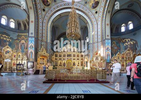 Riga Lettonie; Nativité de l'intérieur de l'Église orthodoxe du Christ, images et décoration ornementales; Église orthodoxe, Riga Lettonie Europe Banque D'Images