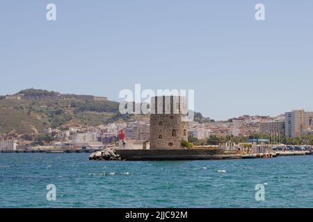 Port de Ceuta vu de l'eau Banque D'Images