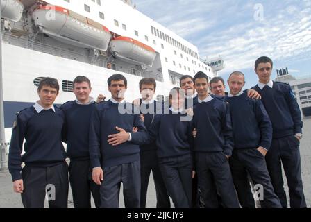 Gênes (Italie), Académie de la Marine marchande, école de spécialisation avancée pour les professions de la mer; visite éducative sur un bateau de croisière dans le port de Gênes Banque D'Images