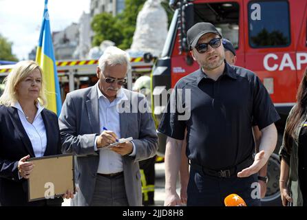KIEV, UKRAINE - 25 JUILLET 2022 - la ministre fédérale allemande de l'intérieur et de la Communauté Nancy Faeser (L) et ministre de l'intérieur de l'Ukraine Banque D'Images