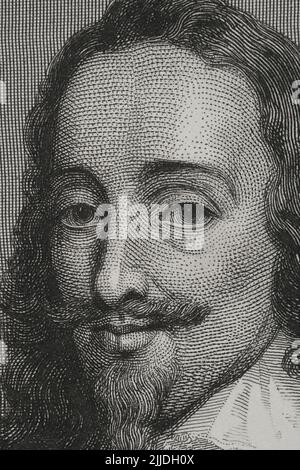 Charles I (1600-1649). Roi d'Angleterre et d'Écosse (1625-1649). Portrait. Gravure. Détails. 'Historia Universal', par César Cantú. Volume V. 1856. Banque D'Images