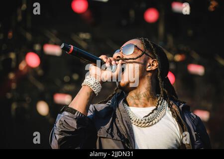 Stockholm, Suède. 01st, juillet 2022. Le rappeur américain et parolier Polo G donne un concert en direct pendant le festival de musique suédois Lollapalooza Stockholm 2022 à Stockholm. (Crédit photo: Gonzales photo - Tilman Jentzsch). Banque D'Images