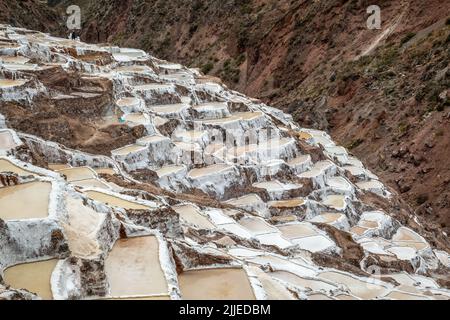 Salines, Salineras de Maras mines de sel, Cusco, Pérou Banque D'Images