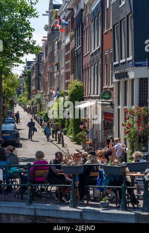 Café sur le Prinsengracht, Amsterdam, pays-Bas, Banque D'Images
