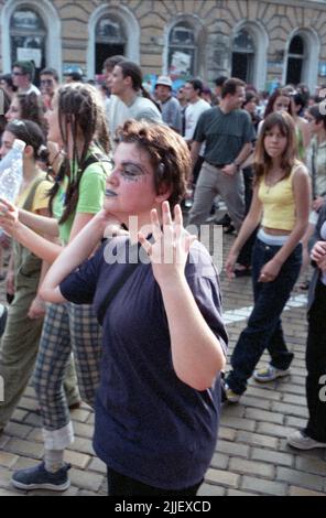 Défilé de rue, boulevard Tsar Liberator, Sofia, Bulgarie, vers 2005 Banque D'Images