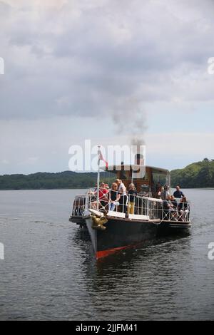 Le bateau à aubes SS Hjejlen, l'un des plus anciens bateaux à aubes opérationnels au monde, navigue depuis 1861 à Silkeborg. Banque D'Images