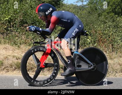 YATES Adam de l'INEOS Grenadierspendant le Tour de France 2022, course cycliste étape 20, temps d'essai, Lacapelle-Marival - Rocamadour (40,7 km) sur 23 juillet 2022 à Rocamadour, France - photo Laurent Lairys / DPPI Banque D'Images