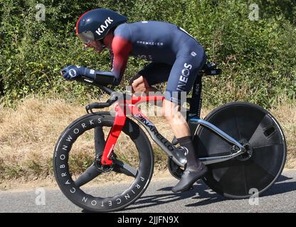 YATES Adam de l'INEOS Grenadierspendant le Tour de France 2022, course cycliste étape 20, temps d'essai, Lacapelle-Marival - Rocamadour (40,7 km) sur 23 juillet 2022 à Rocamadour, France - photo Laurent Lairys / DPPI Banque D'Images